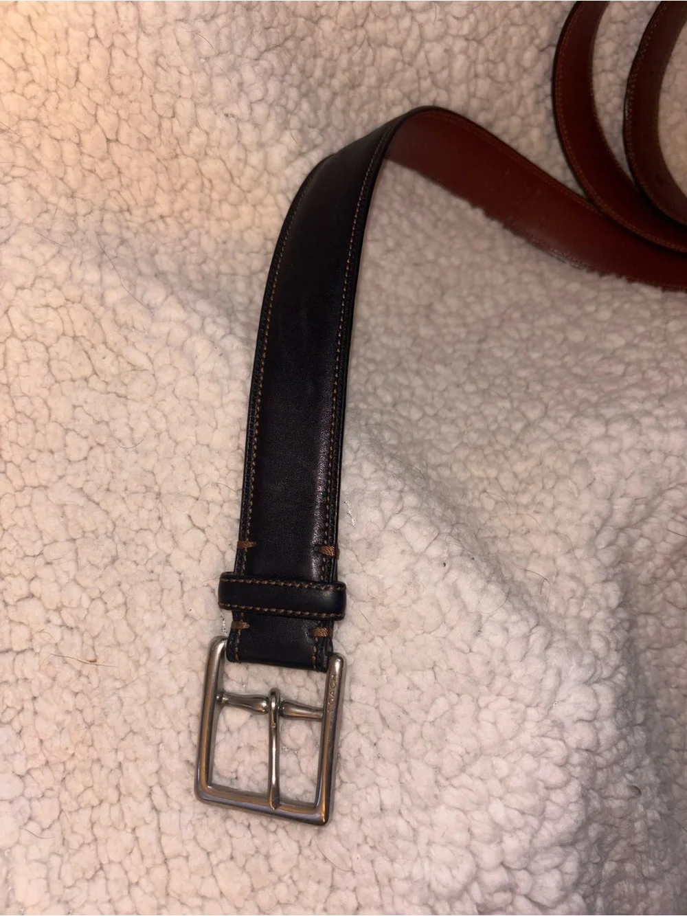 Coach Reversible Black Brown Leather Belt Size 42 105cm